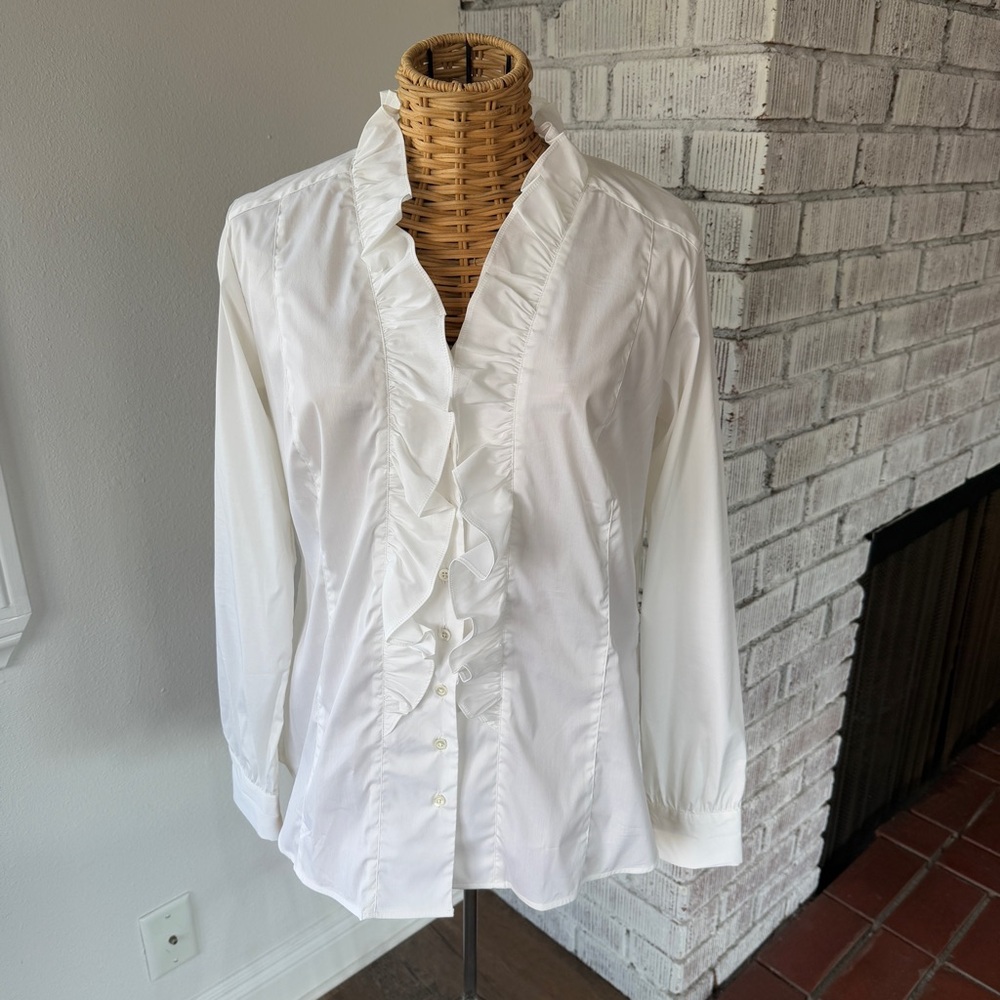 Craig Taylor Rafi fit ruffle button blouse Large